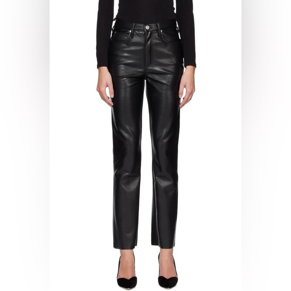Frame Le High n Tight straight in black recycled leather edgy coachella moto